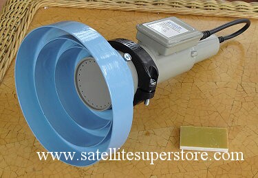 C band and Ku band voltage switching LNB with feedhorn.